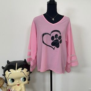 Dog Lovers IHeartDogs Long Flare Sleeve Top Size L